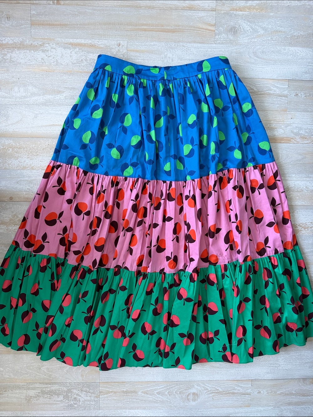 kate spade Colorblock Tiered Apple Maxi Skirt Size 12